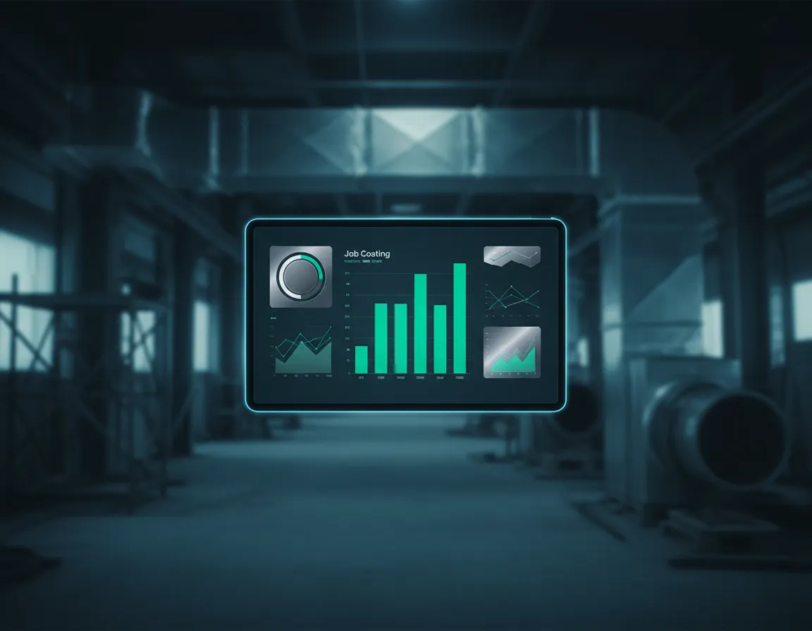 Real-time job costing dashboard tracking HVAC labor and materials