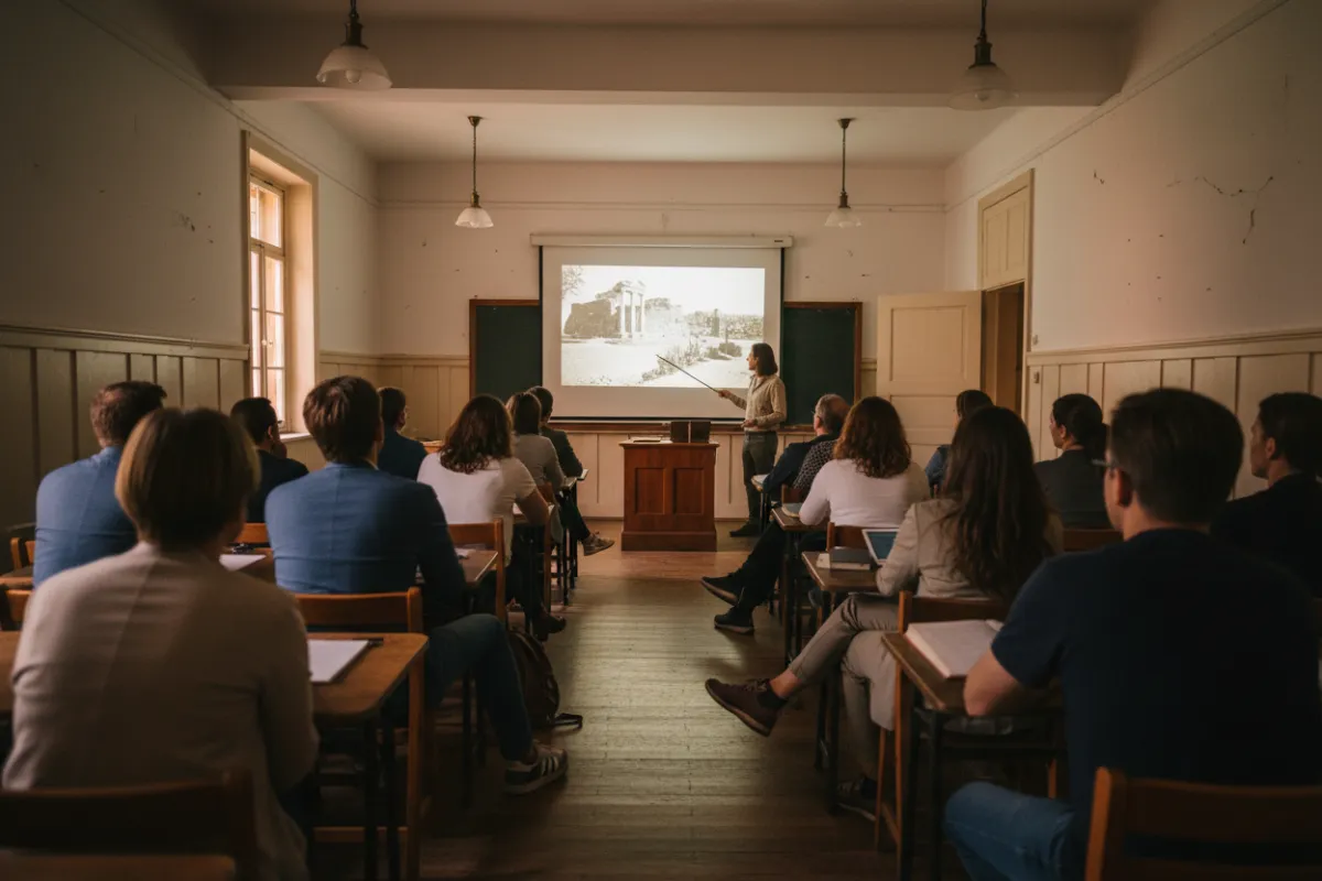 Ein quadratisches Bild eines alten Pergamentmanuskripts mit handgeschriebener deutscher Schrift, das auf einem Holztisch neben einer Feder und einem Tintenfass liegt. Sanftes natürliches Licht hebt die Textur des Papiers hervor und vermittelt ein Gefühl historischer Authentizität und Ehrfurcht vor dem Dokument.