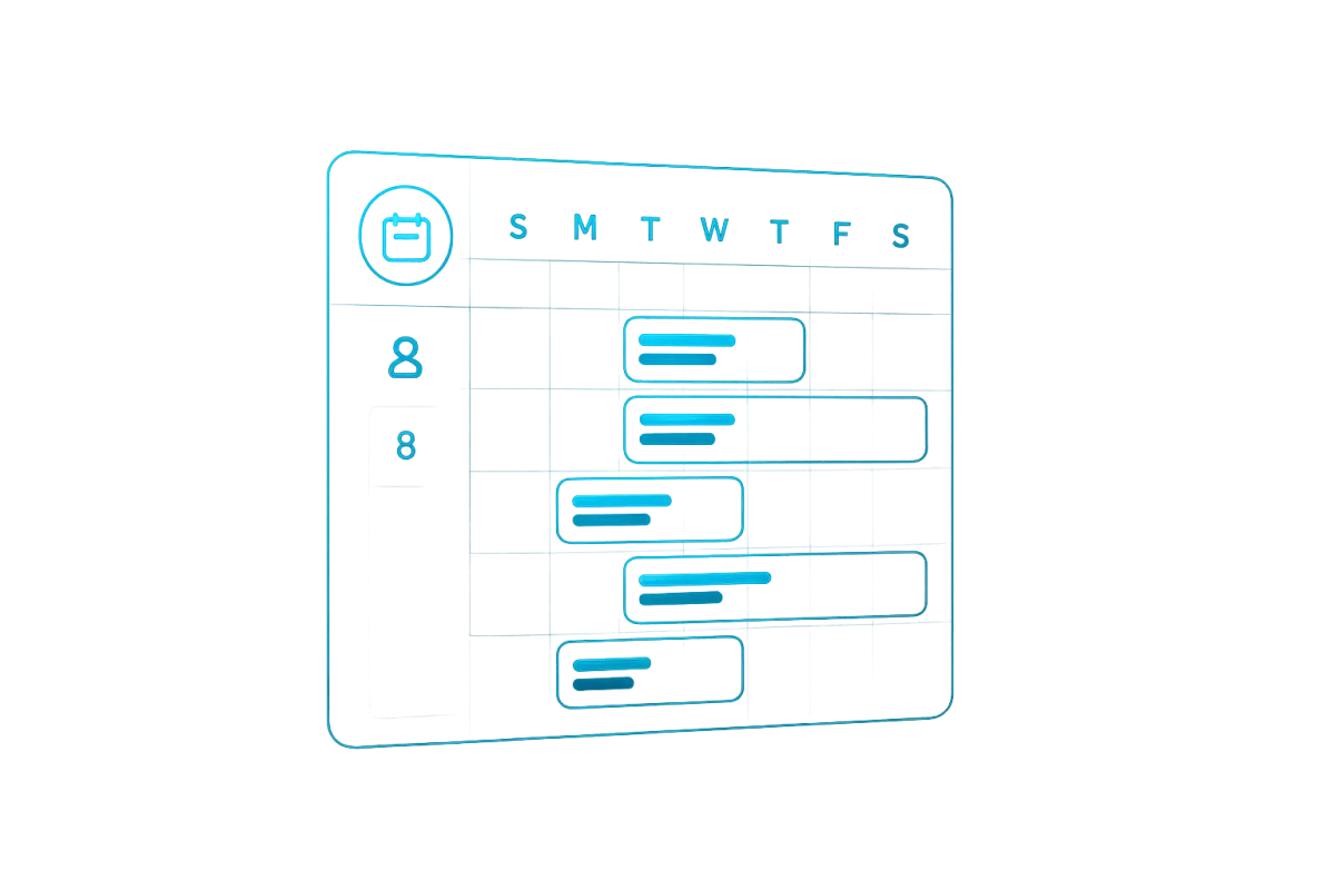 Job booking calendar mockup