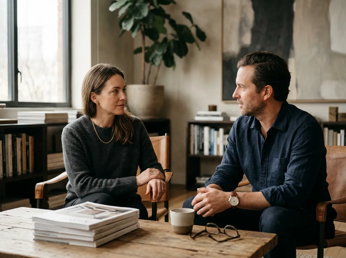 Échange professionnel entre une femme et un homme