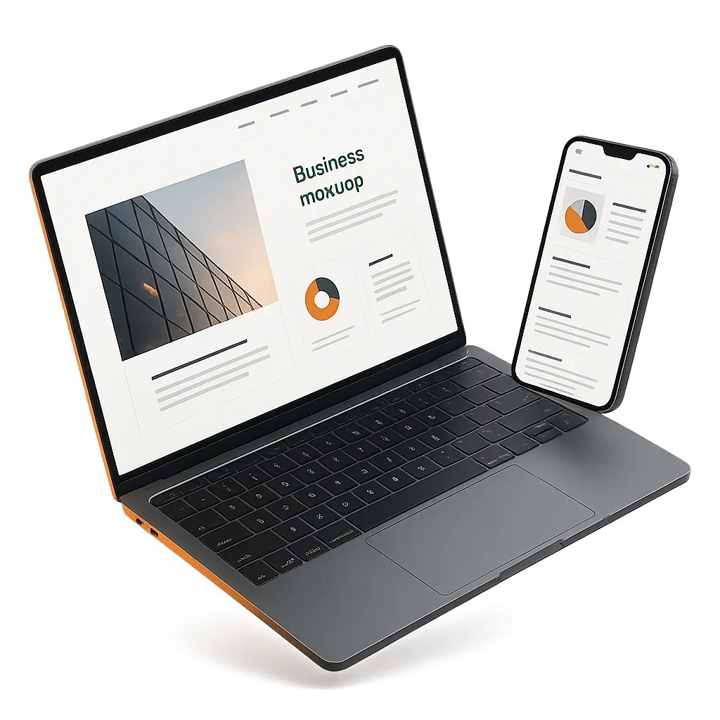 High fidelity responsive website mockup on desktop and mobile displays