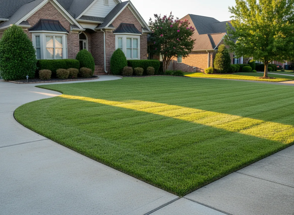 Freshly cut green lawn maintained by Double B Land and Lawn Care in Jackson Mississippi