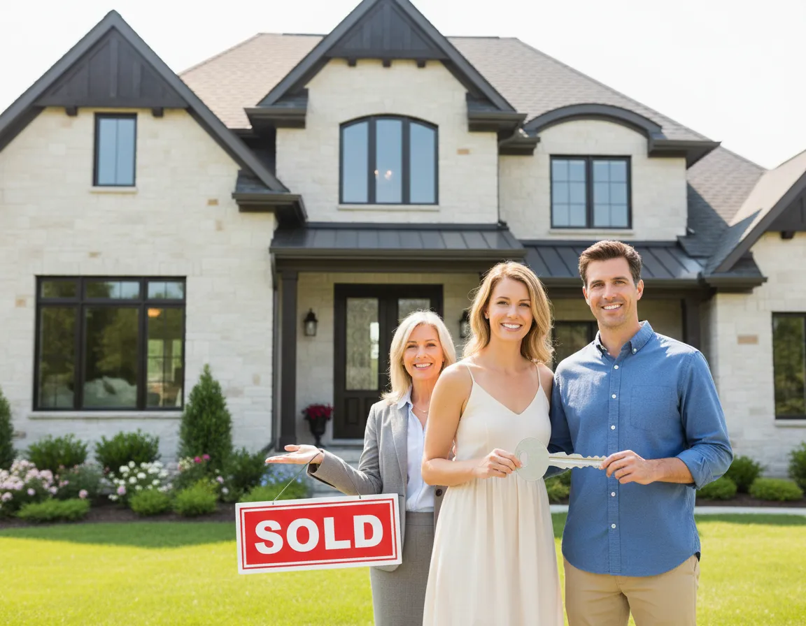 Upsizing buyers in front of home