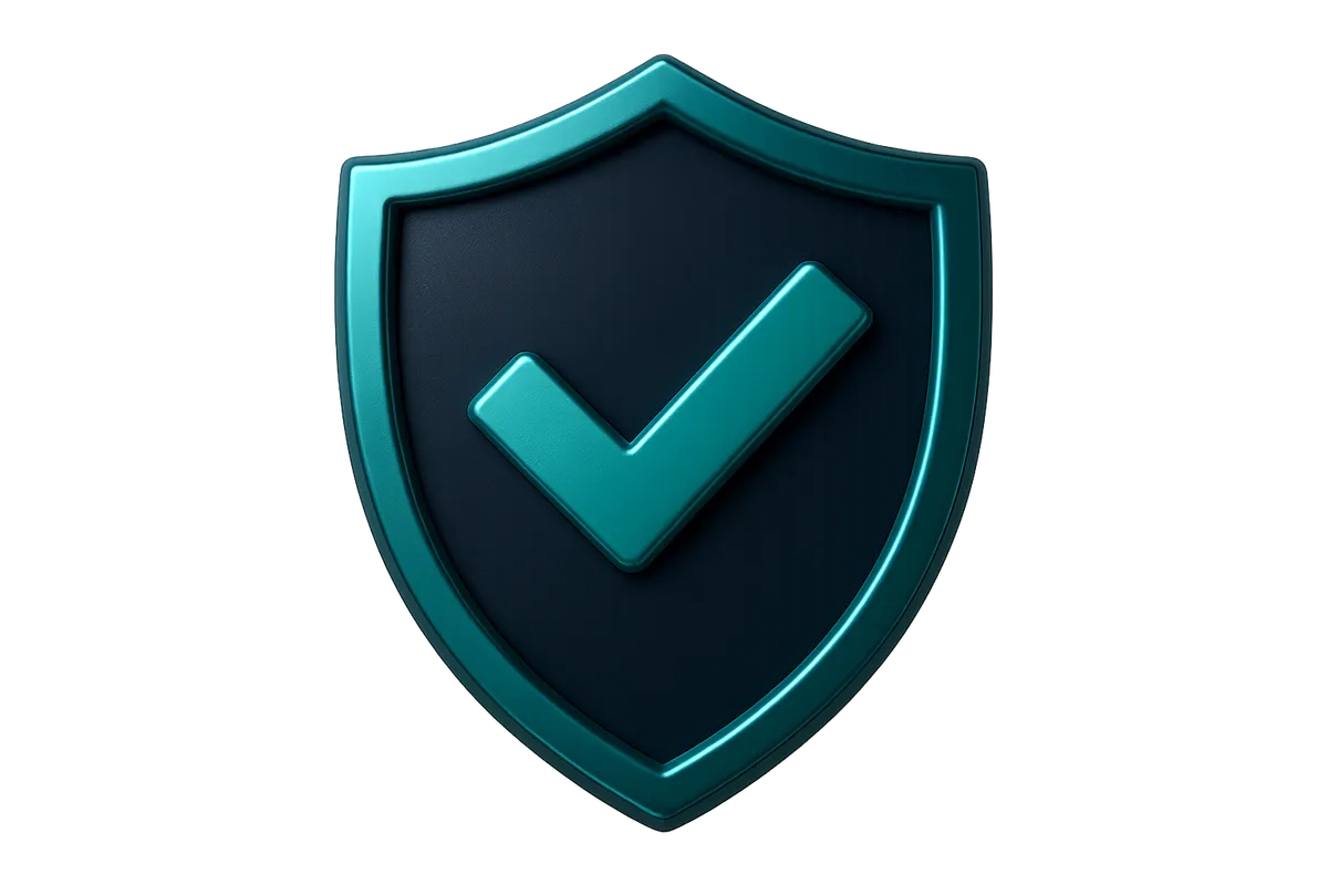 3D render of certified EFIN transmission gateway badge with active cryptographic status check