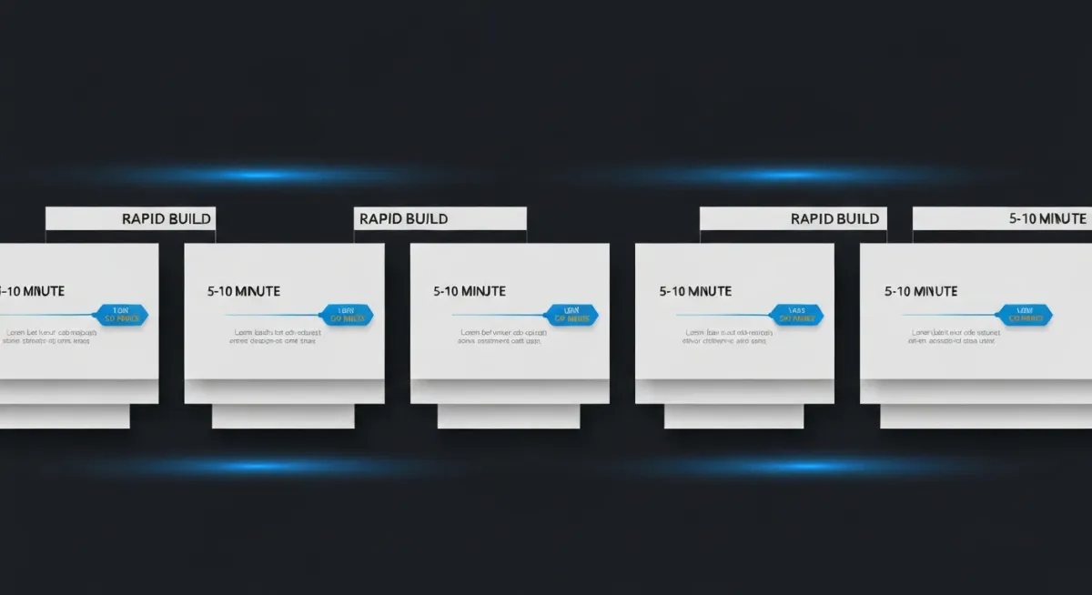 30-Min Timeline Ribbon graphic showing rapid build progression