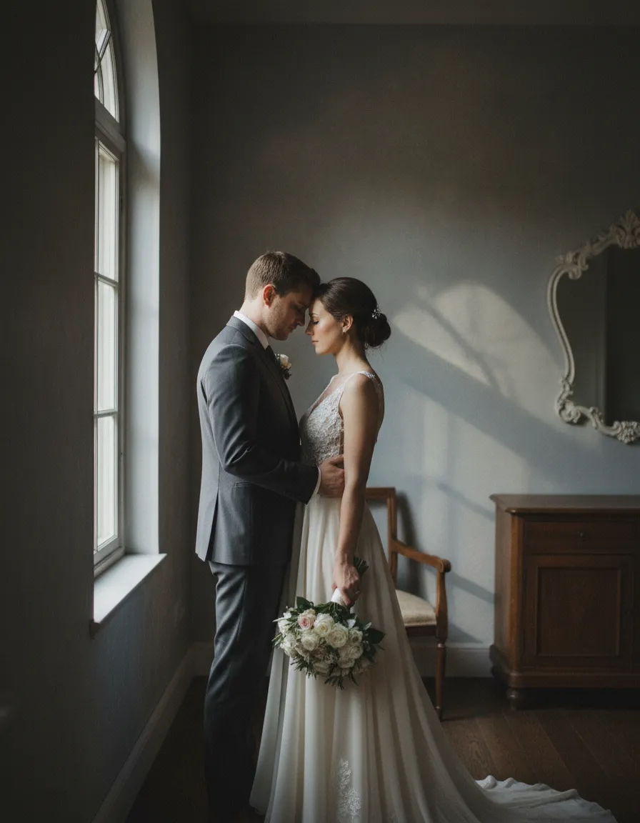 Couple sharing a quiet moment before the ceremony