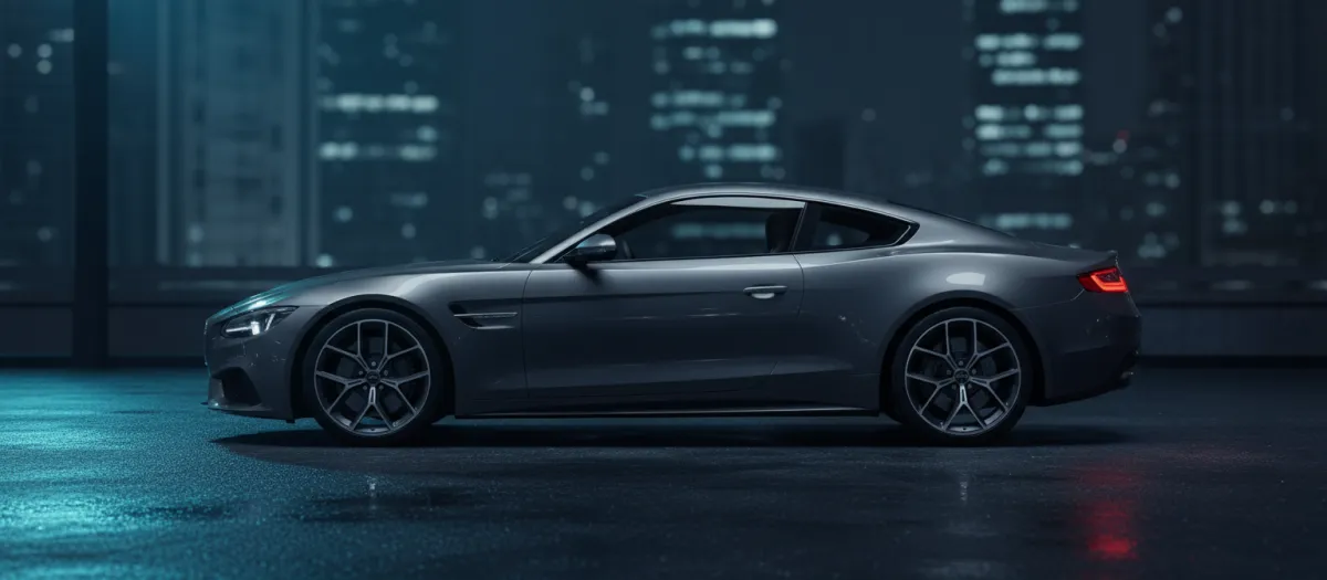 Auto de lujo en un entorno nocturno moderno