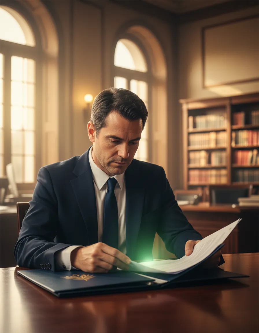 Profesional legal analizando documentación de desahucio