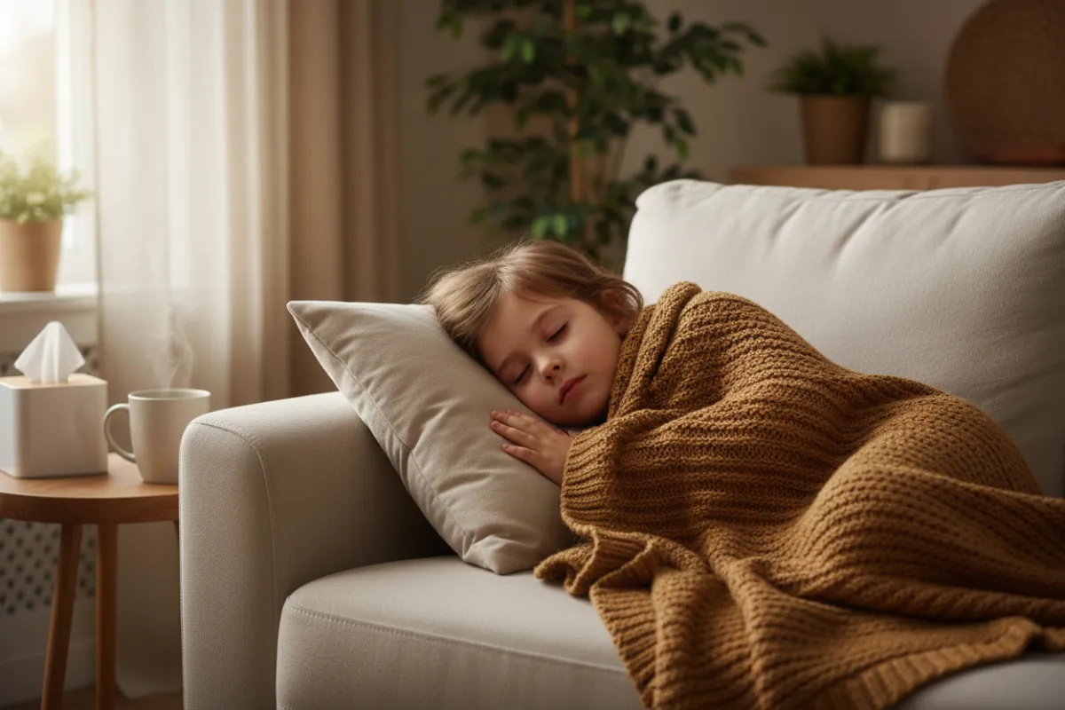 Stressed mom during cold and flu season