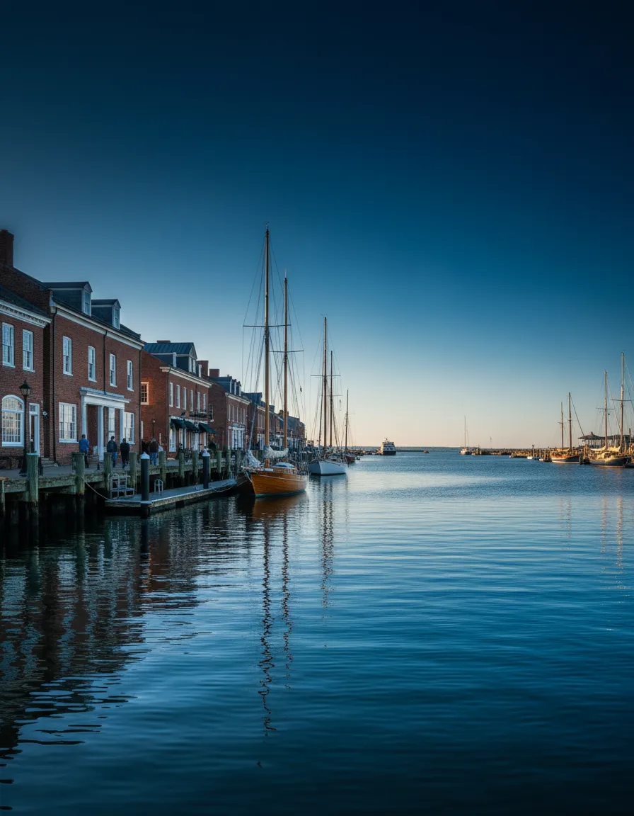 Historic downtown Annapolis waterfront and boats, showcasing the local Anne Arundel lifestyle.