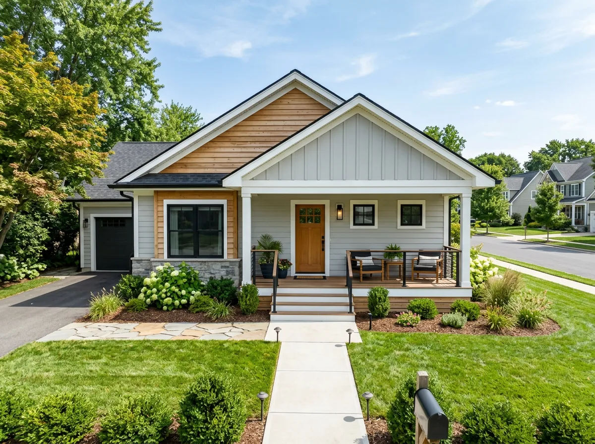 Front exterior view of a single-story suburban house with a porch and steps.