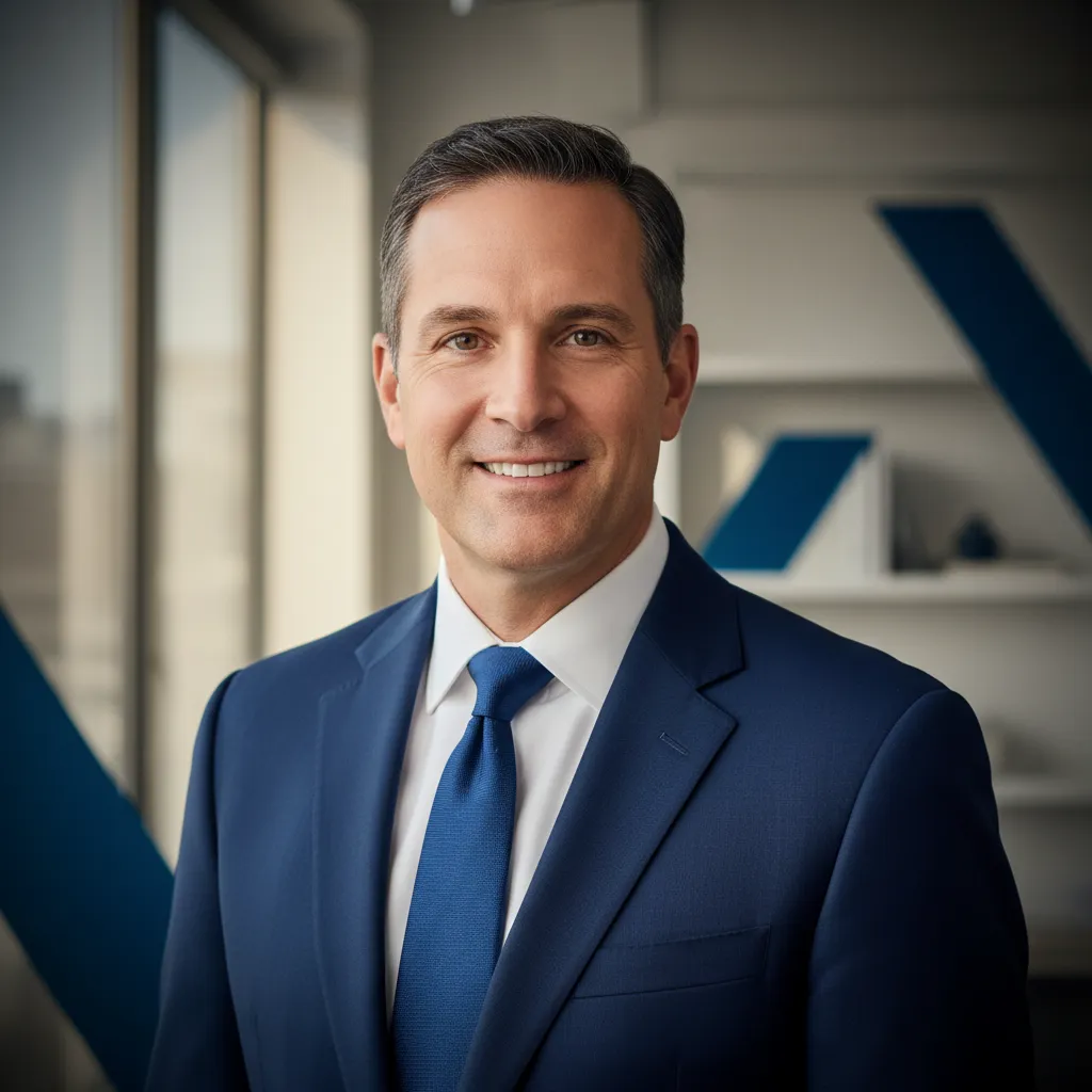 Portrait of a corporate American businessman in DesignDisorder brand style