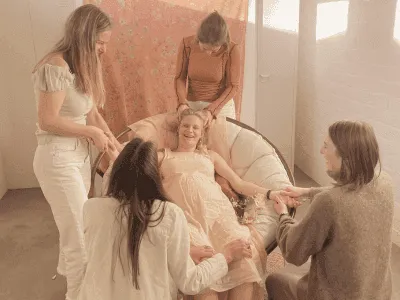 Mother Blessing ceremony relaxation moment photo