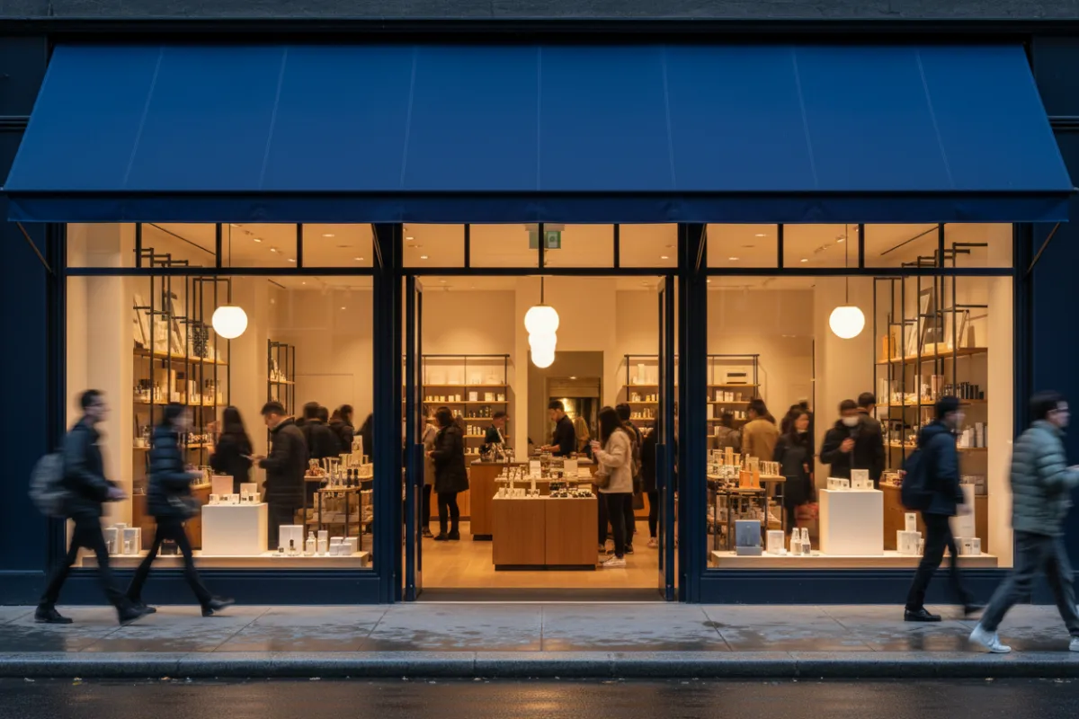 Bustling local storefront showing active small business environment