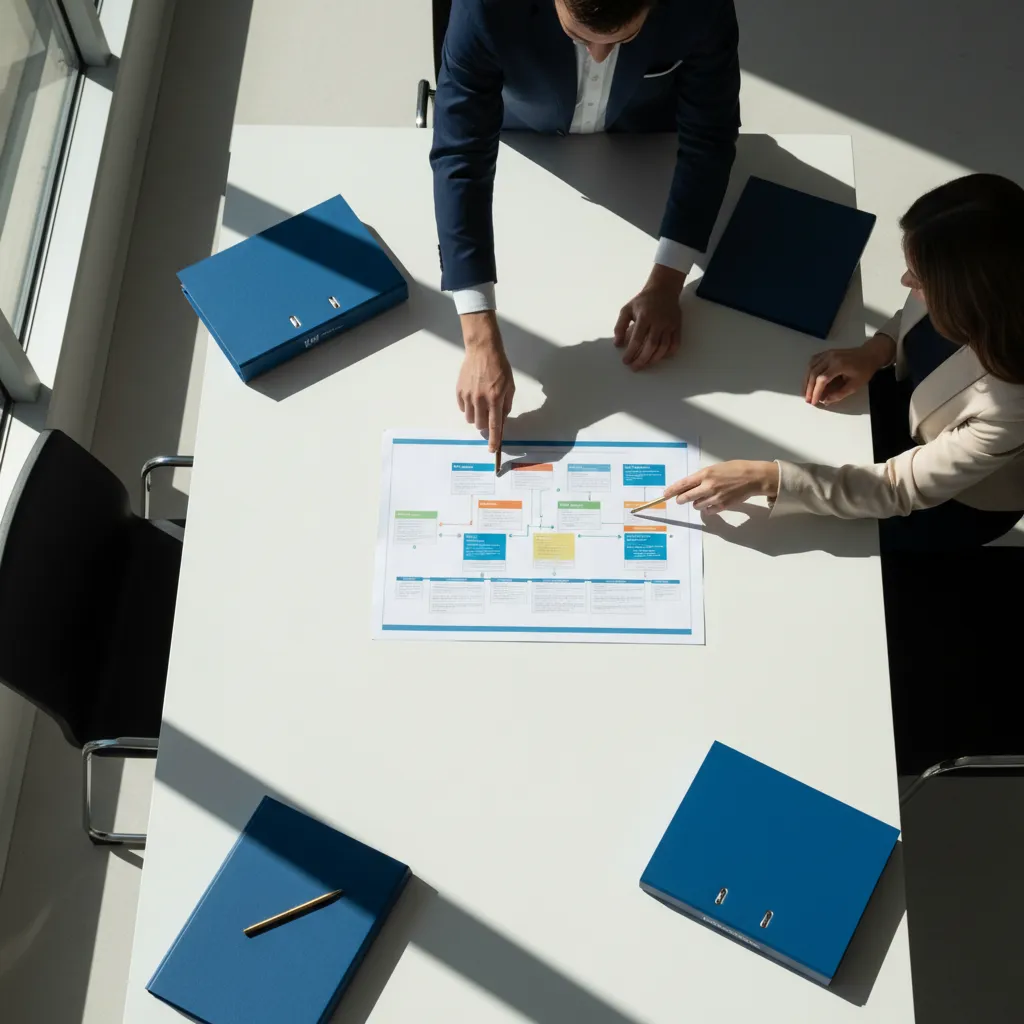 Team collaborating over a digital roadmap