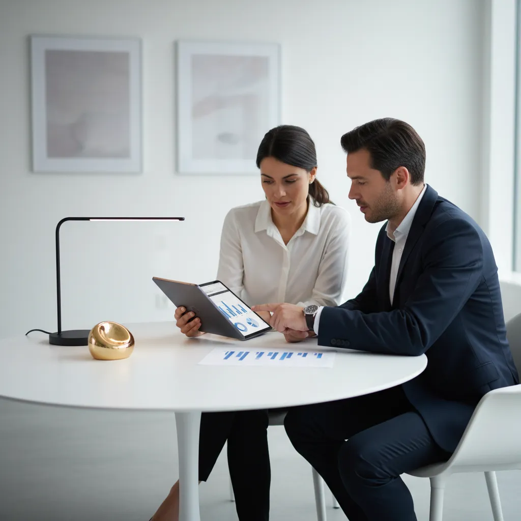 Professionals reviewing strategy and digital performance metrics