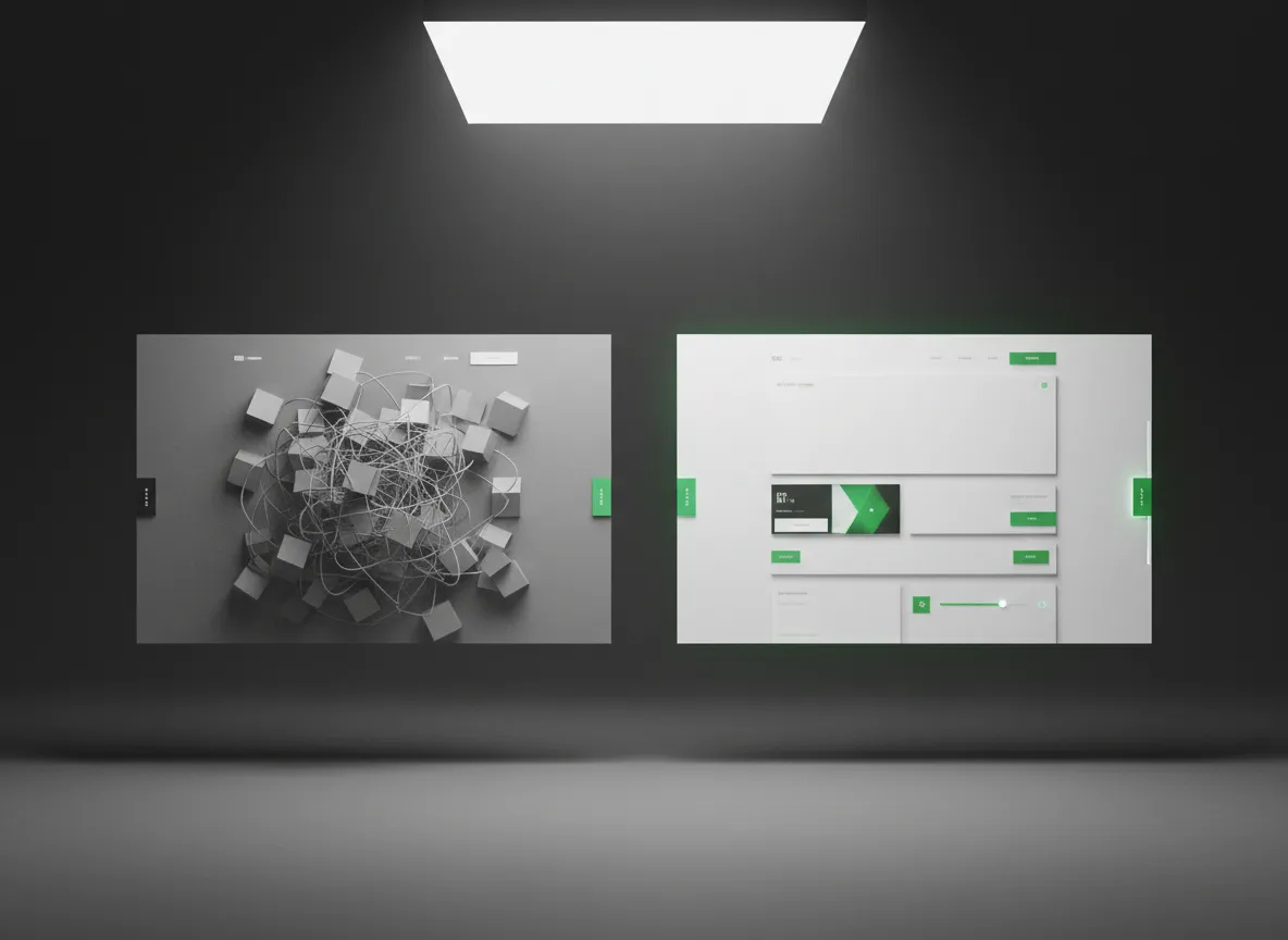 A clear, emerald-accented layout representing a frictionless page flow