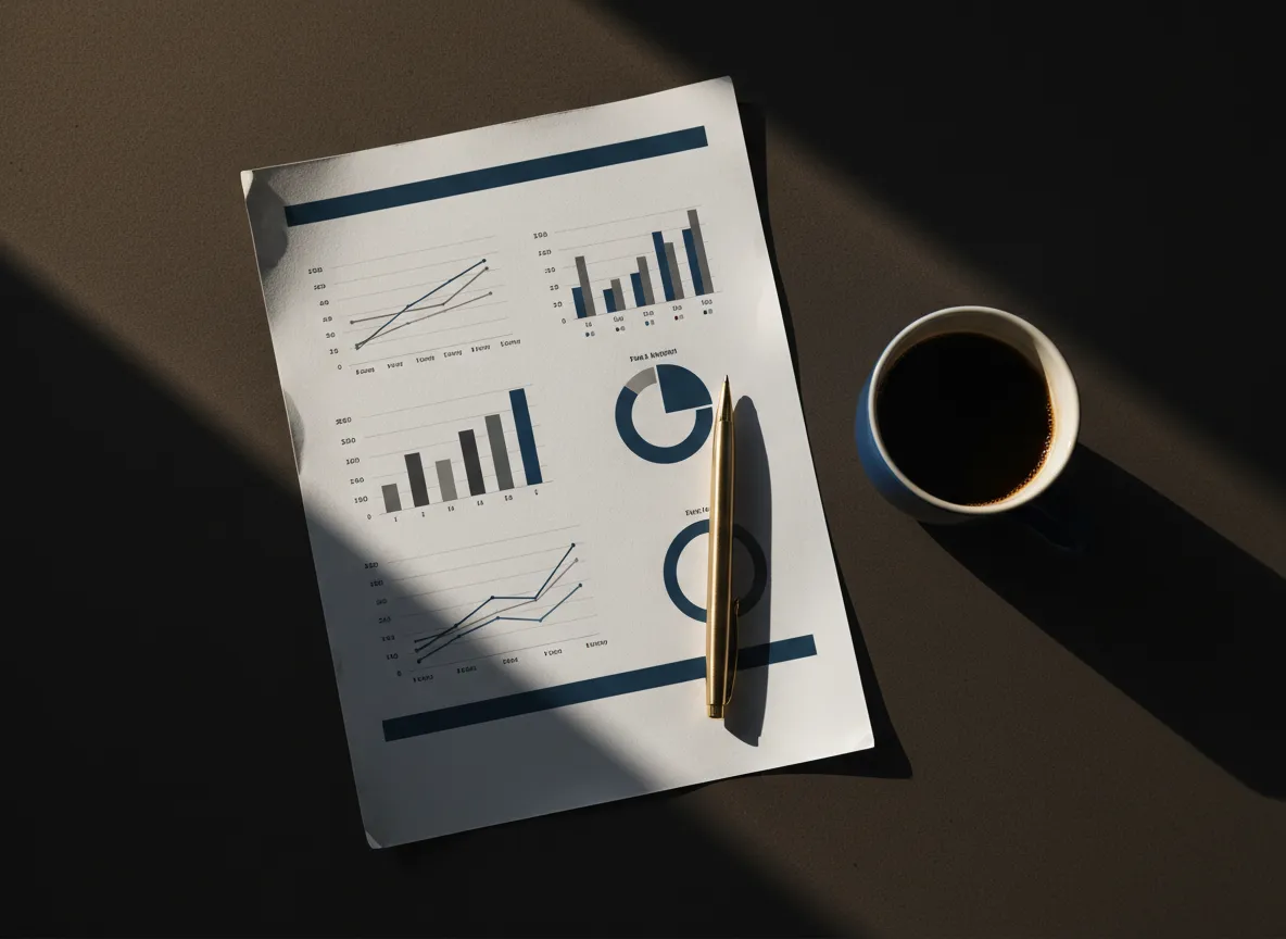 Data analytics reporting dashboard showcasing bottom-line metrics
