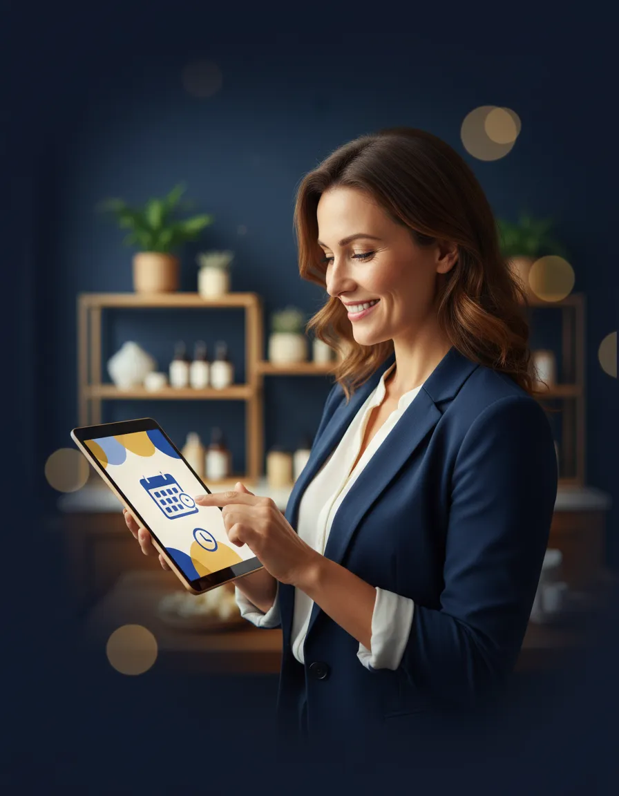 Customer confidently interacting with a trusted local business online