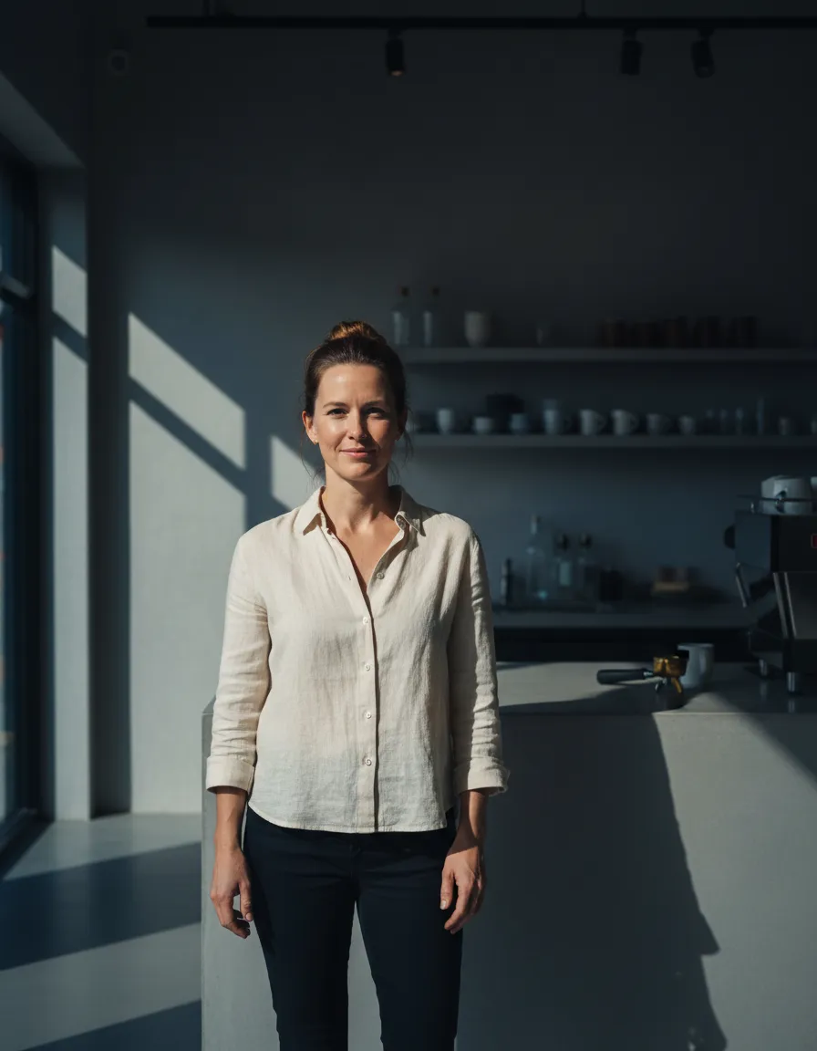 Business owner looking confident and relieved