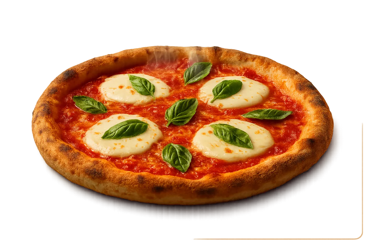 Margherita Blaze Pizza with fresh mozzarella and torn basil