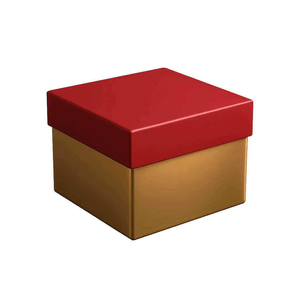 A high-quality 3D render of a luxury gold and red gift box with a glowing aura, representing a customer reward