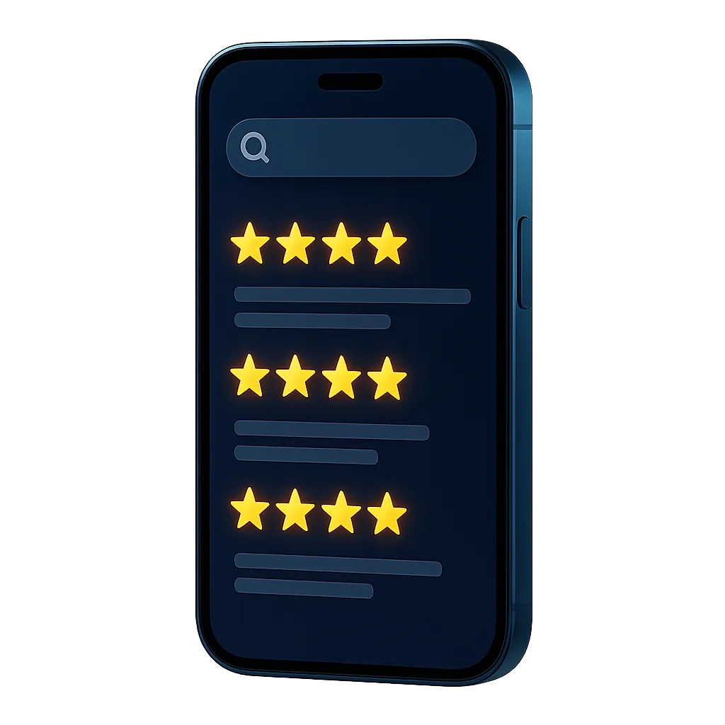 Mobile phone showing a 'Chiropractor Near Me' Google search with competitor ratings