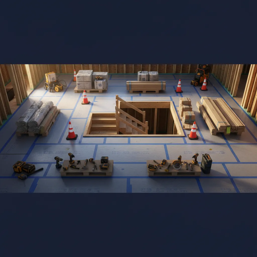 Immaculate construction job site showing proper protection and cleanliness