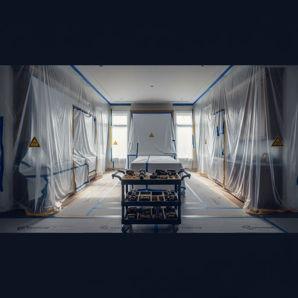 Immaculate construction job site showing proper protection and cleanliness