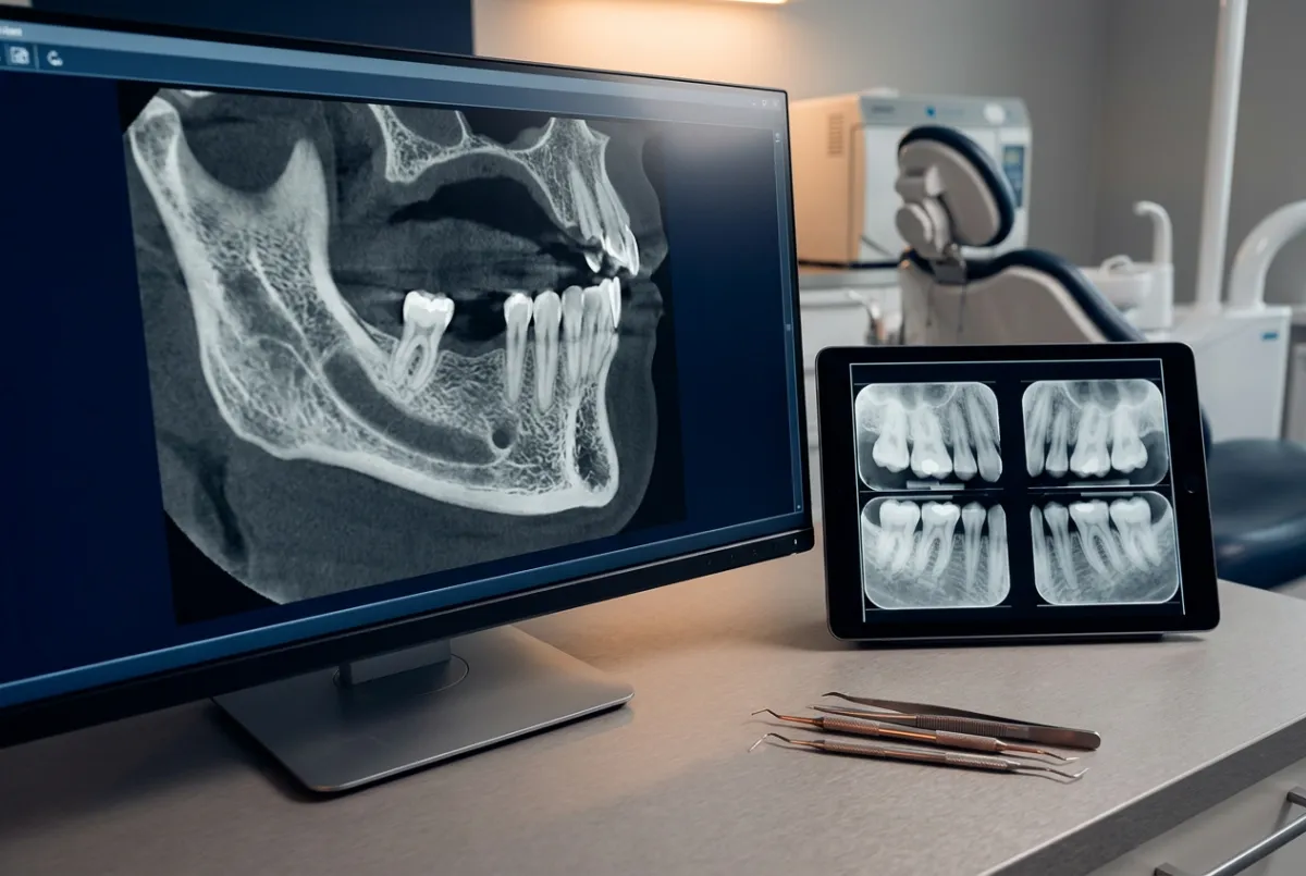 Advanced dental imaging demonstrating bone density preservation and ridge stability