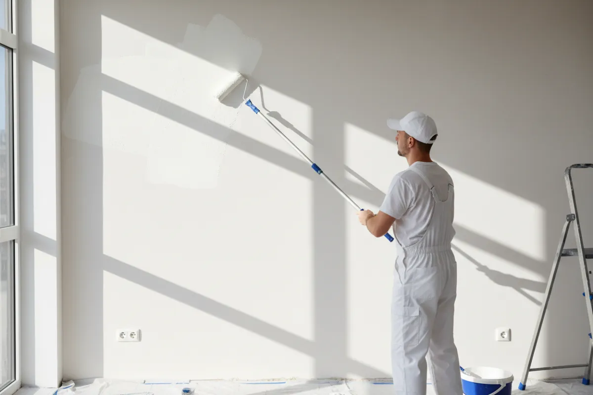 Painter prepping a wall