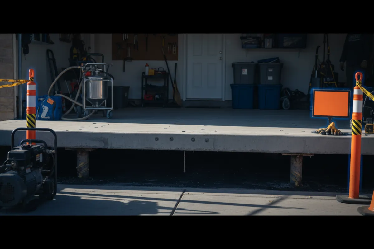 Sinking garage floor repair in South Chandler
