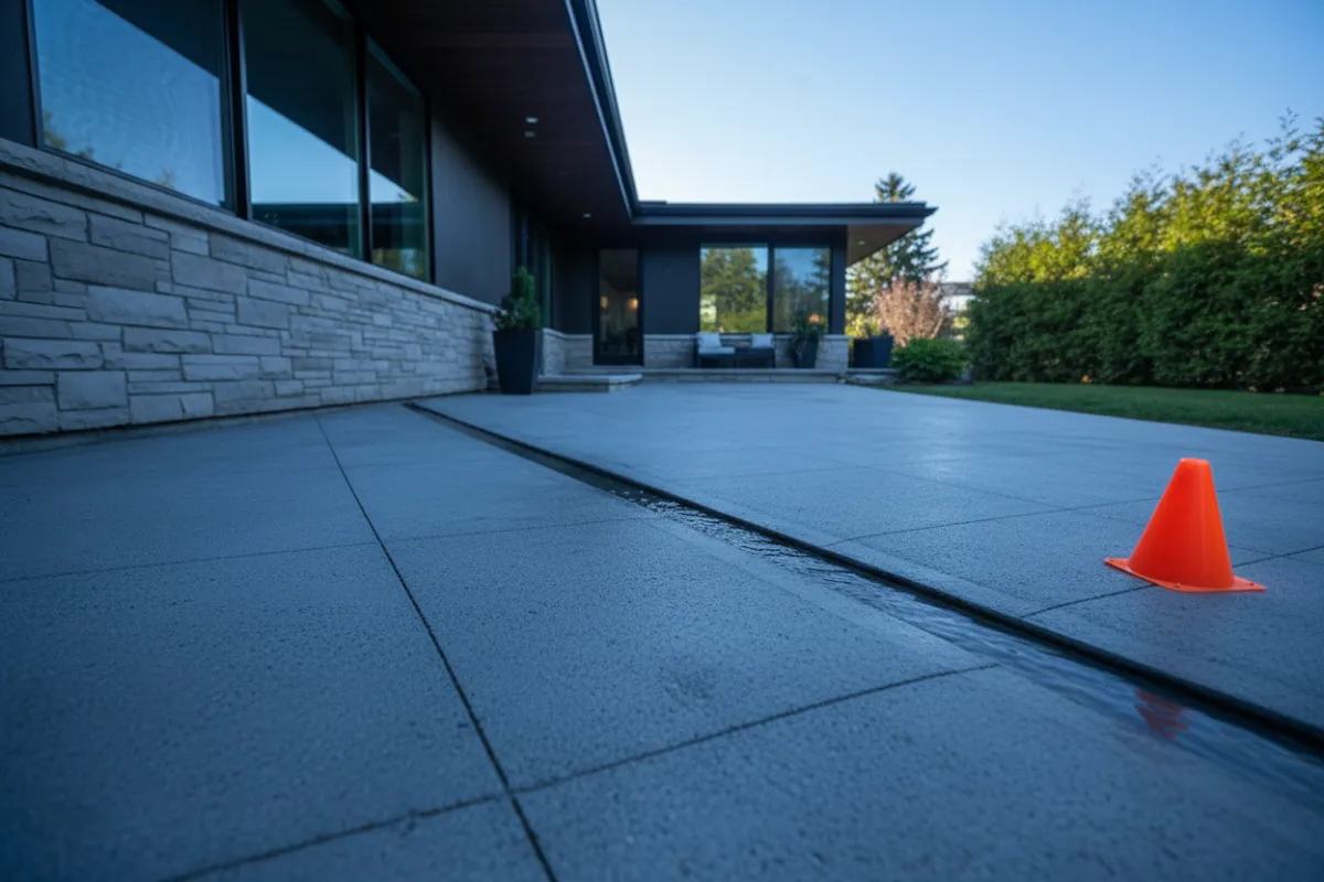 Correcting concrete grading to prevent water pooling