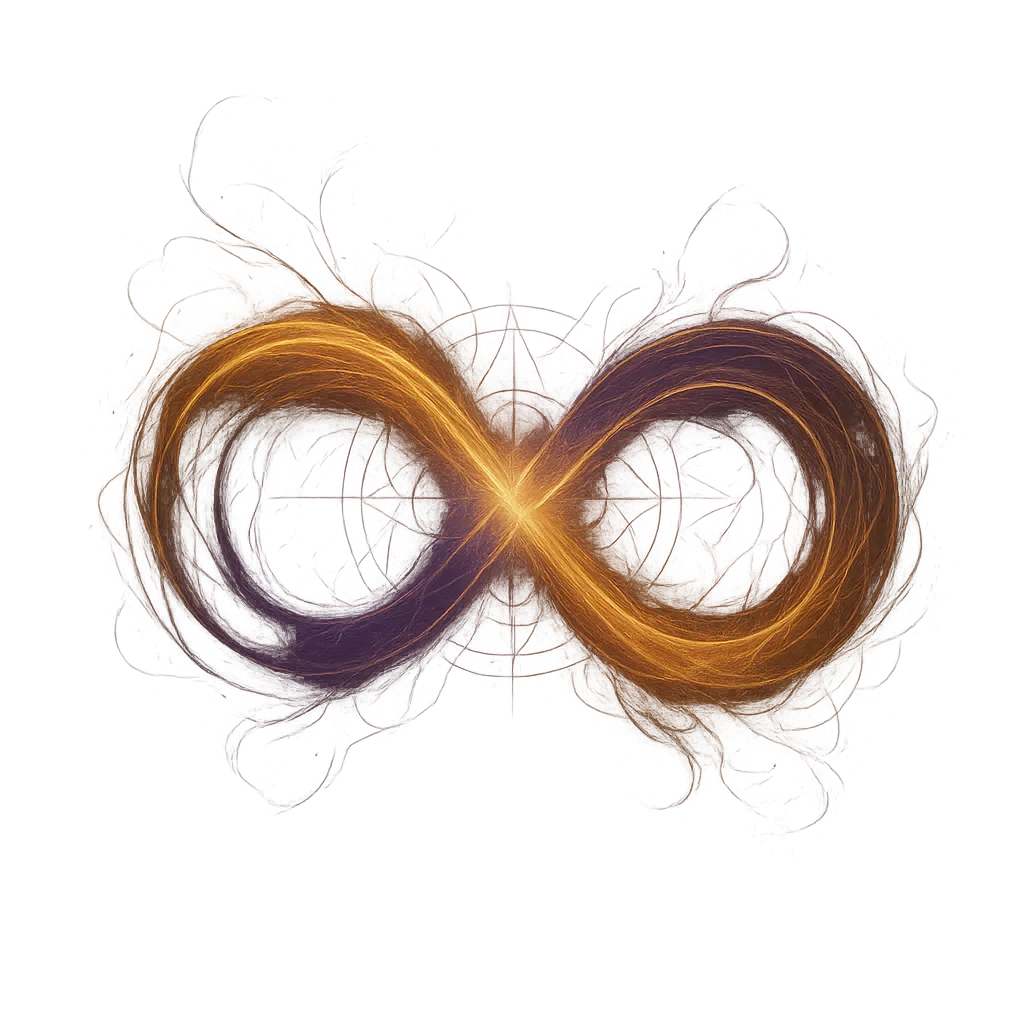 A floating, radiant abstract infinity loop artifact