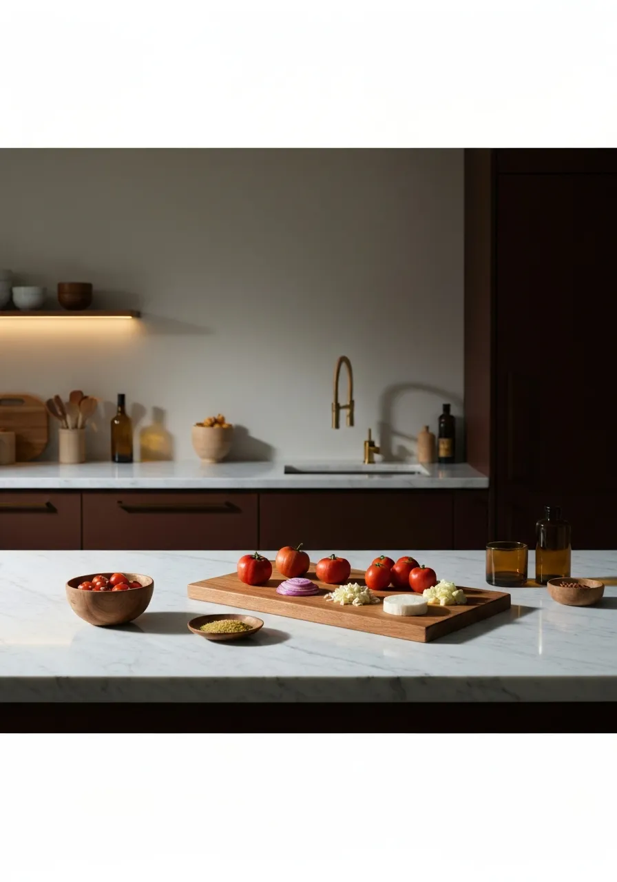 Immaculately organized kitchen pantry with seasonal ingredients