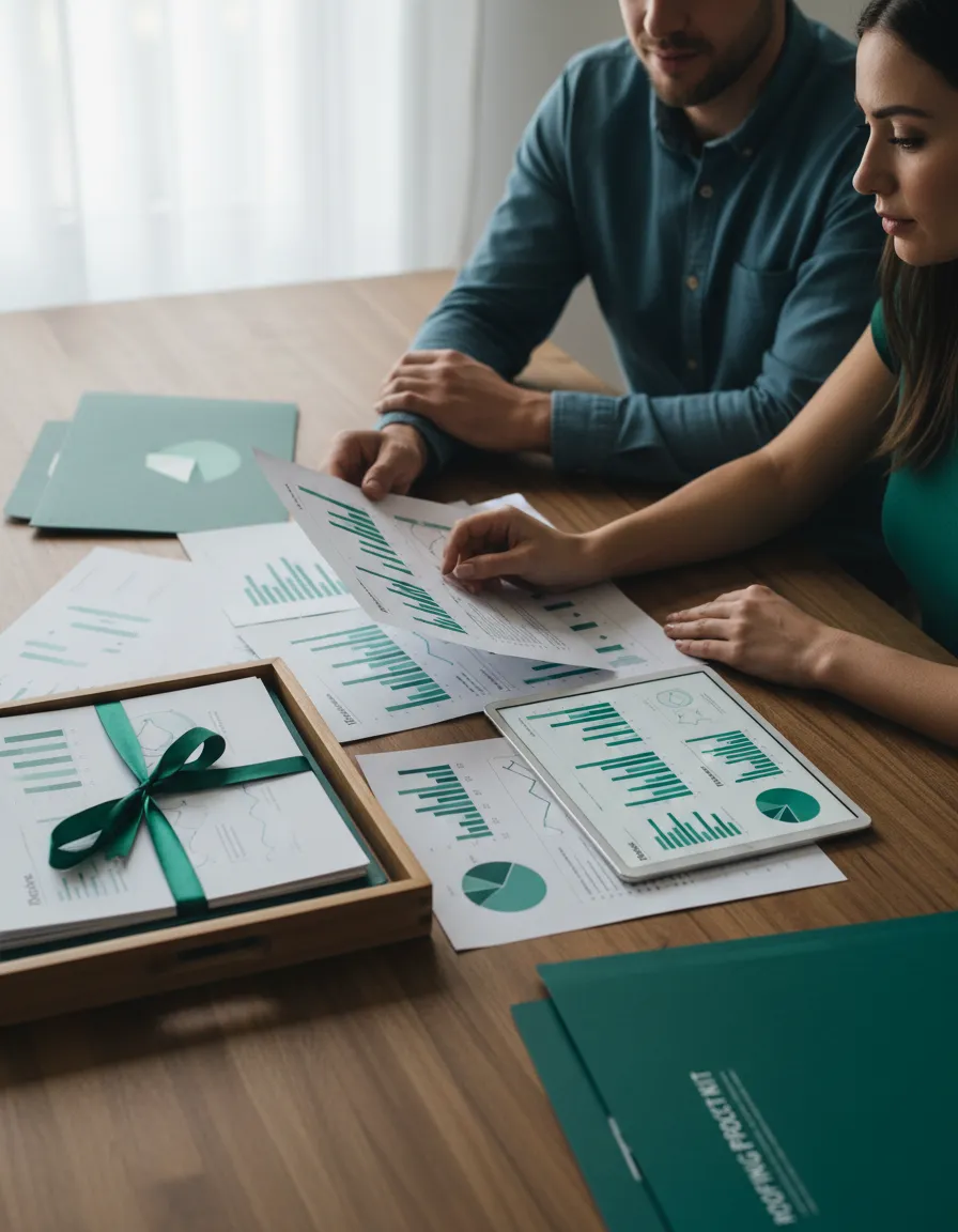 Propriétaires consultant les documents de la Trousse Projet Toiture avec sérénité