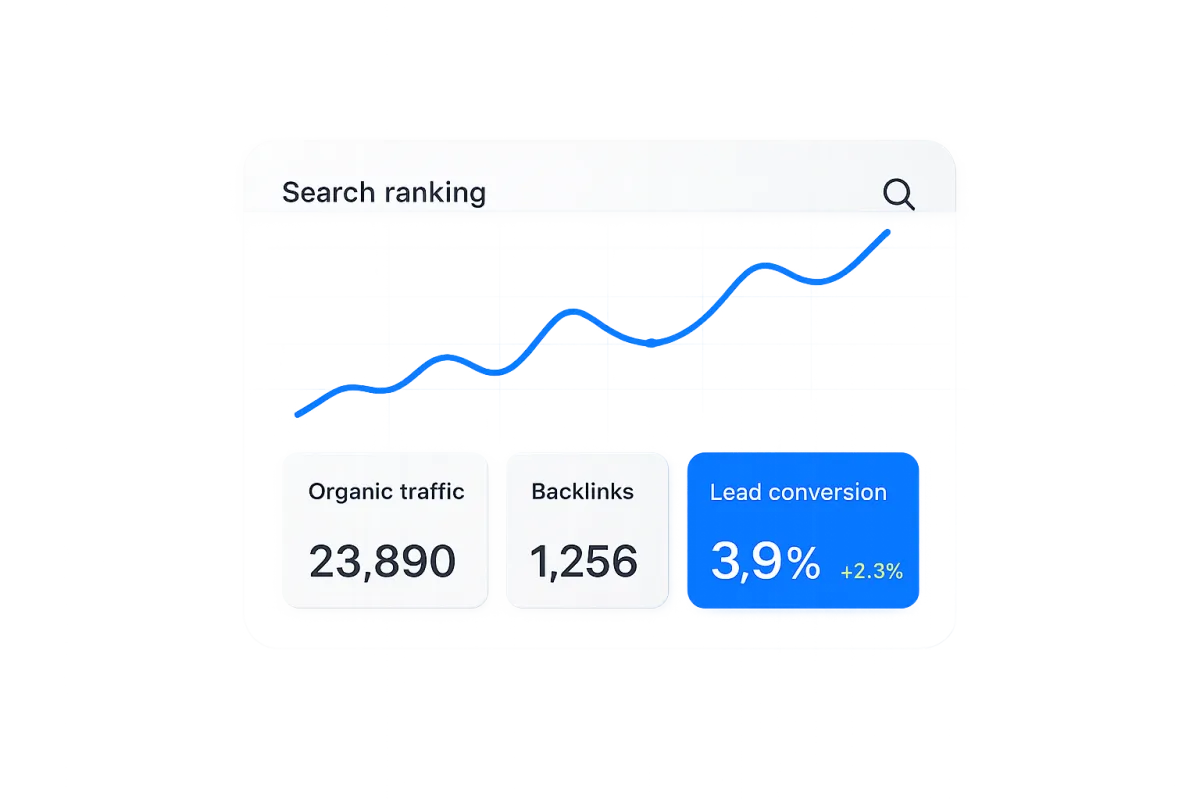 Representación UI de página web SEO para negocios en Tarapoto