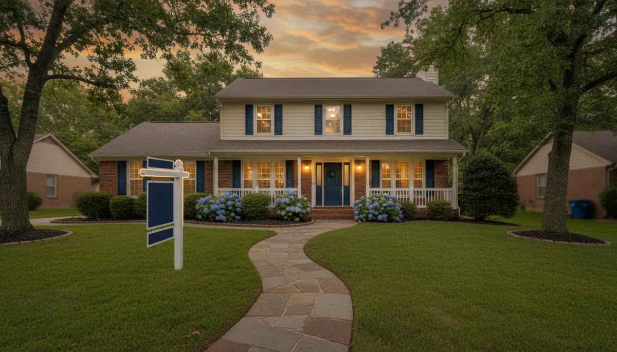 House with a for sale sign