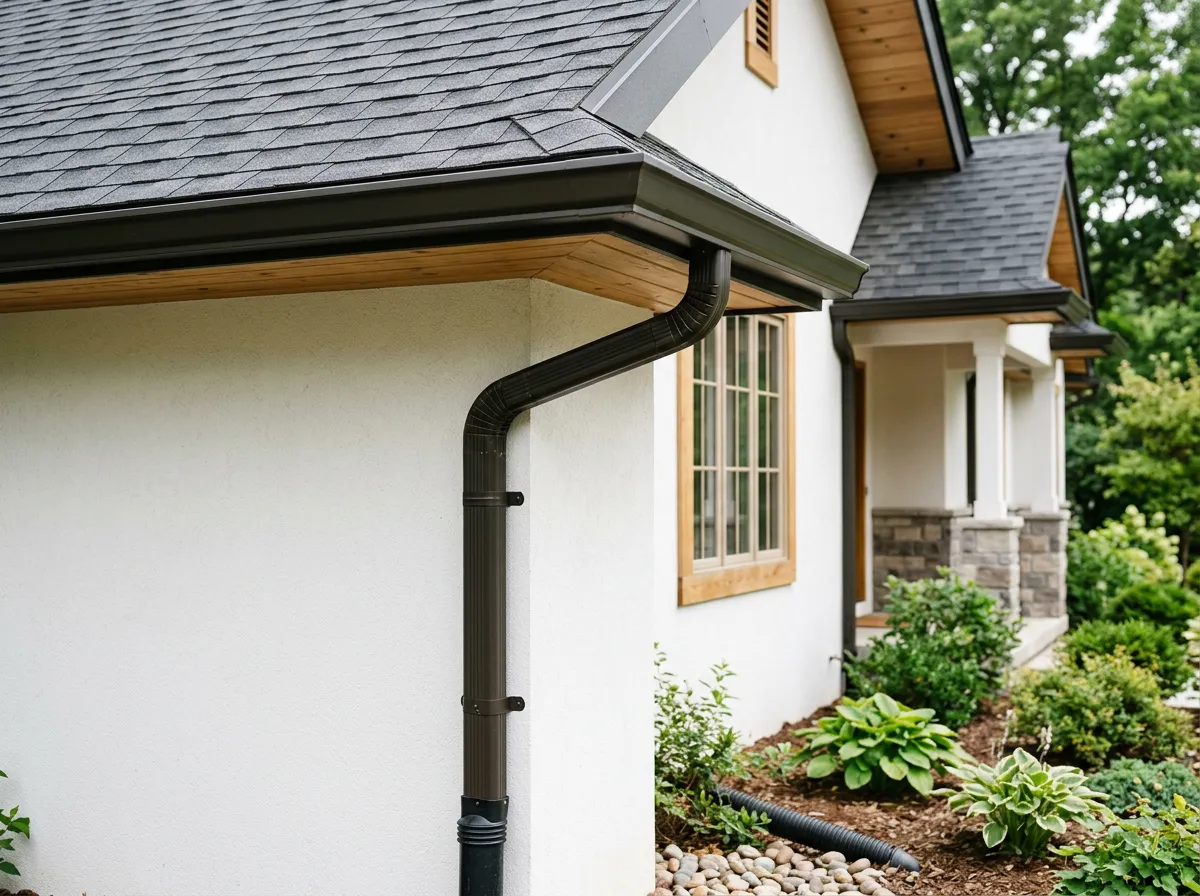 Seamless gutter installation detail on a home
