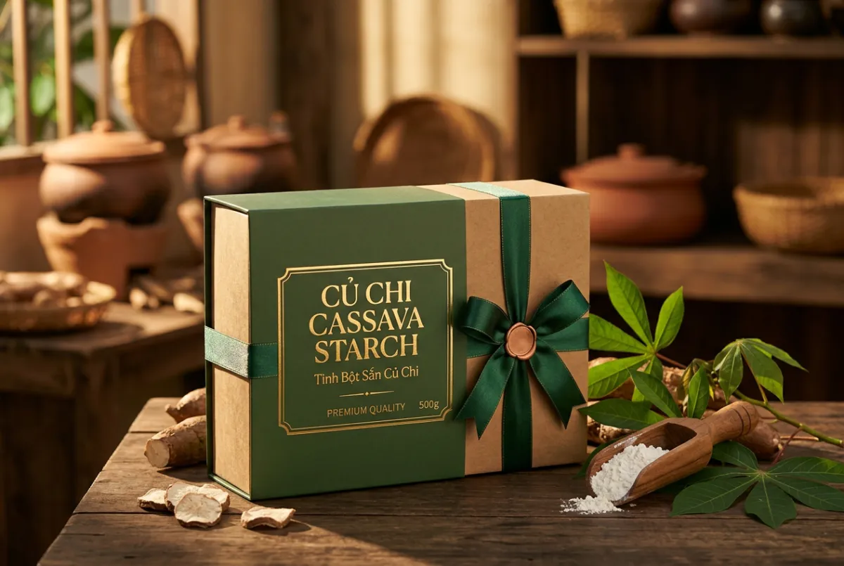 Hộp quà tặng tinh bột sắn Củ Chi cao cấp trong chương trình khai trương