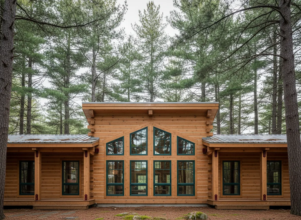 Modular log home exterior
