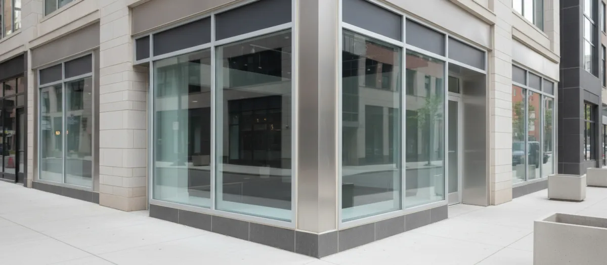 Commercial storefront caulking along large windows