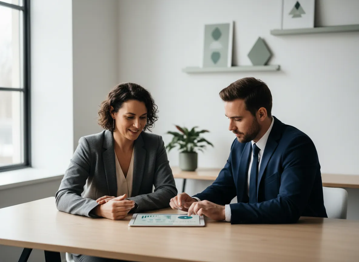 Health and performance coach working with a professional in an office setting