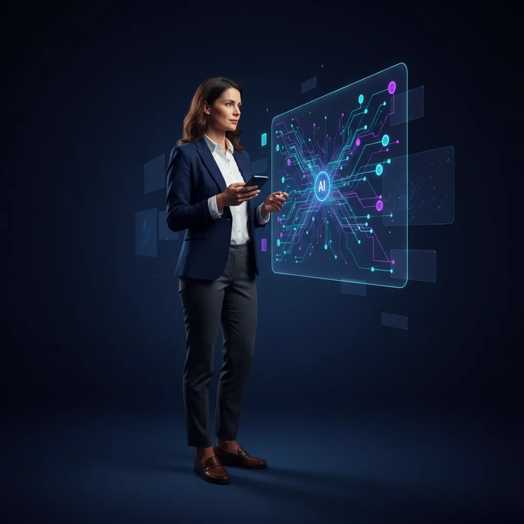 Professional man in suit holding phone