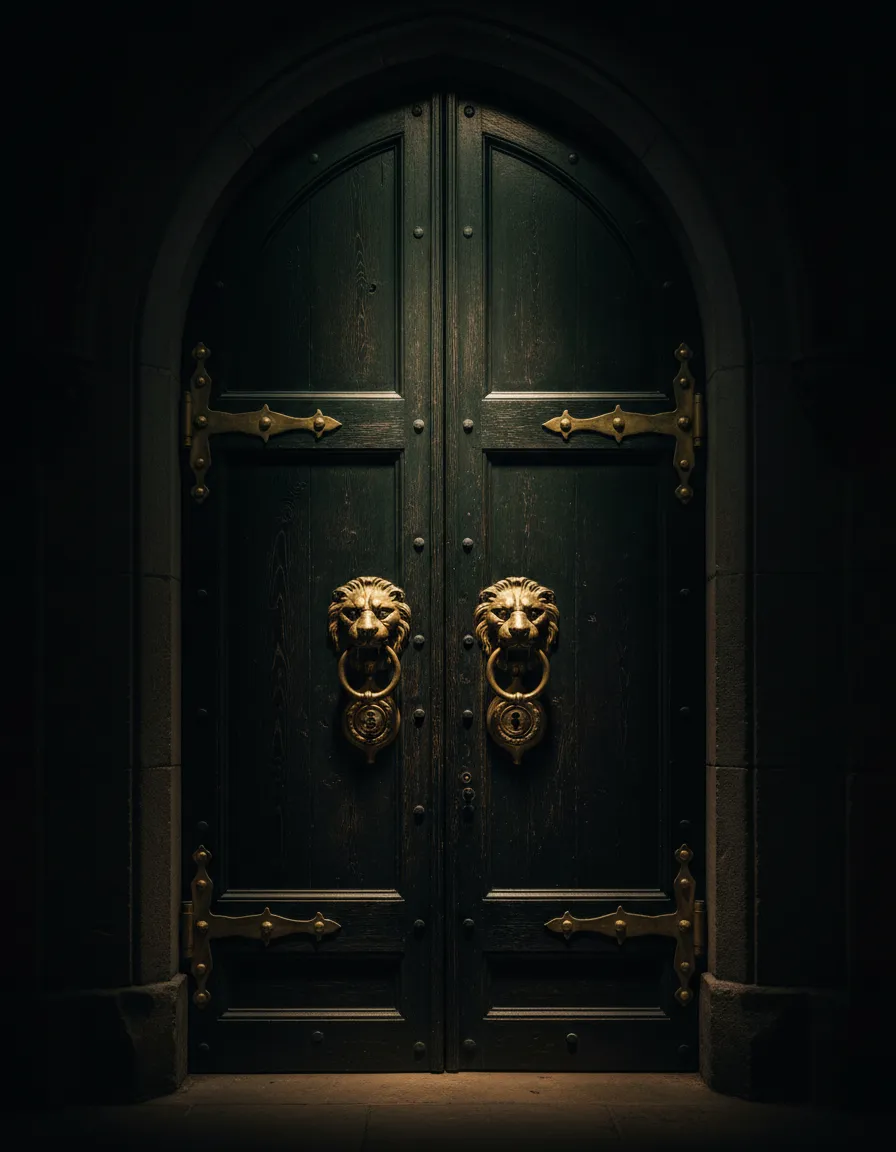 Imposing, heavy closed doors representing traditional real estate barriers