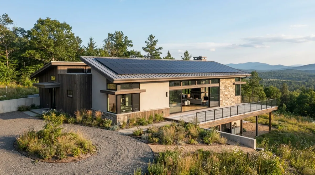 Passive high-performance home incorporating solar integration and thermal envelope design