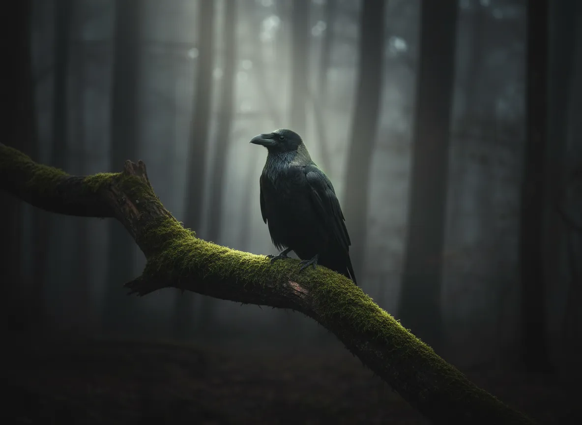 A mystical animal familiar in a foggy forest setting