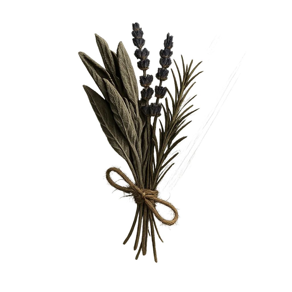 A small decorative bundle of dried herbs