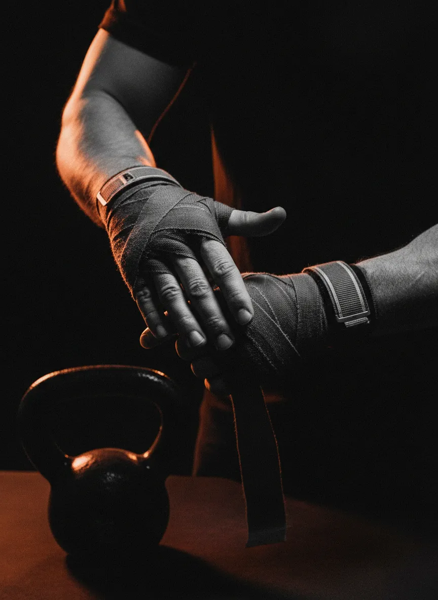 Gritty combat scenario, desaturated black and white with isolated ember orange highlights