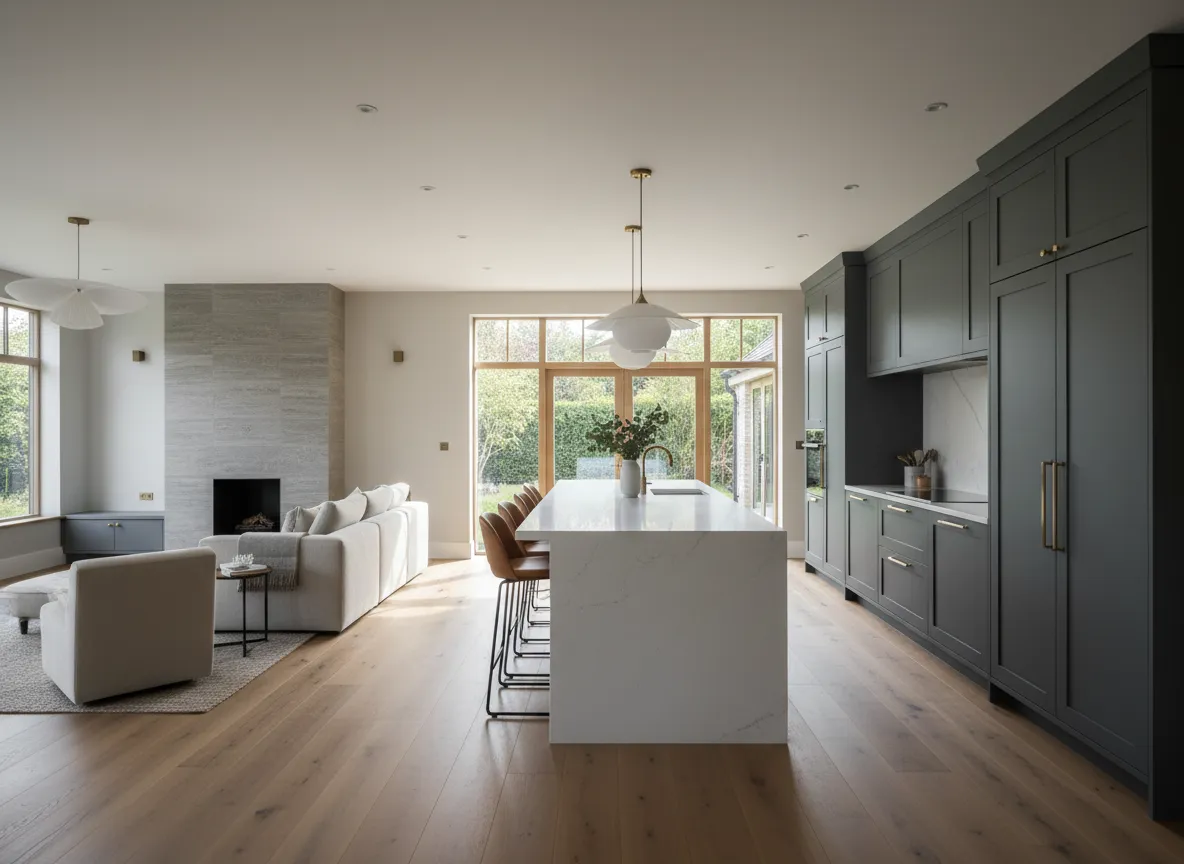 Modern home renovation project completed by Bystra Construction Services